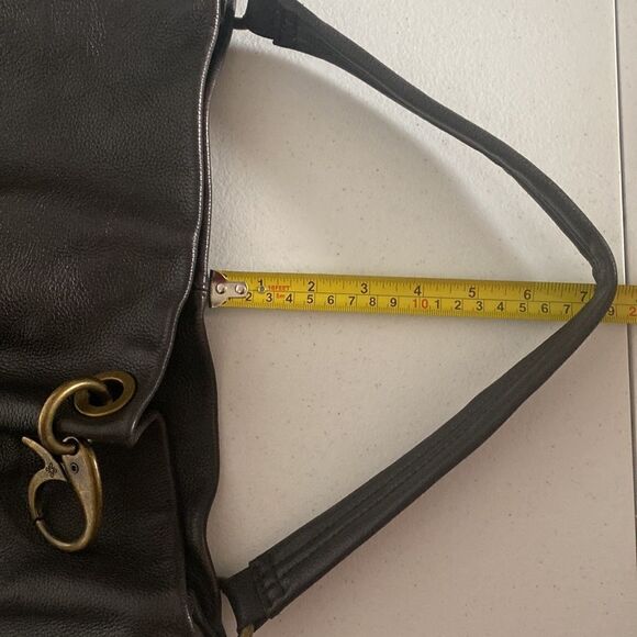 SIMPLY VERA  DARK BROWN SOFT THICK PEBBLED LEATHER BAG - Picture 9 of 11